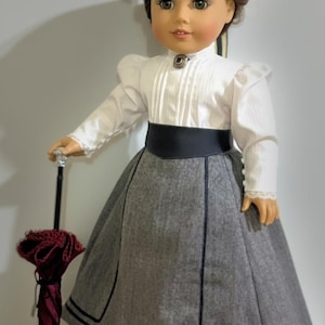 COMBO PDF Patterns for Edwardian Walking Skirt and Puff Sleeve Blouse Designed to fit 18 inch dolls image 2