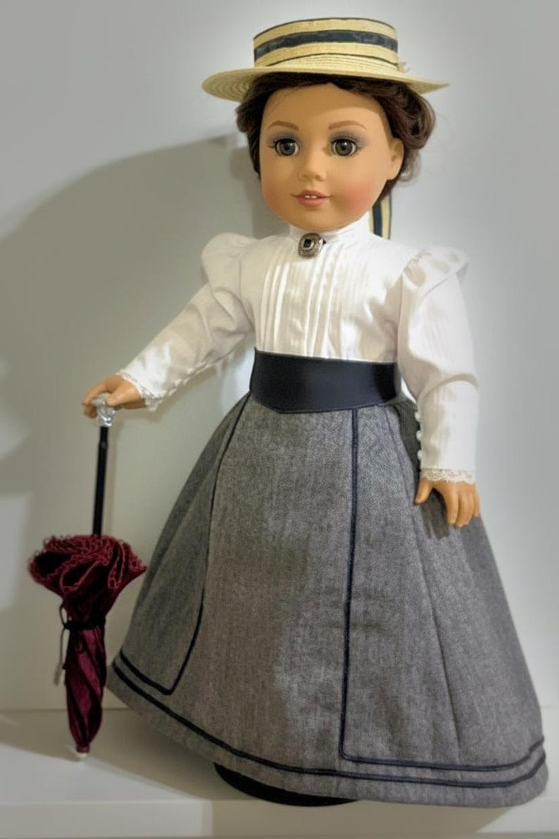 COMBO PDF Patterns for Edwardian Walking Skirt and Puff Sleeve Blouse Designed to fit 18 inch dolls image 2