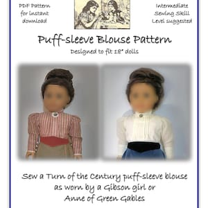 PDF Schnittmuster für Bluse mit Puffärmeln für 18 inch dolls