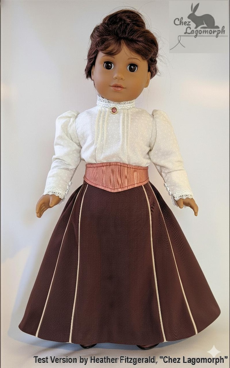COMBO PDF Patterns for Edwardian Walking Skirt and Puff Sleeve Blouse Designed to fit 18 inch dolls image 11