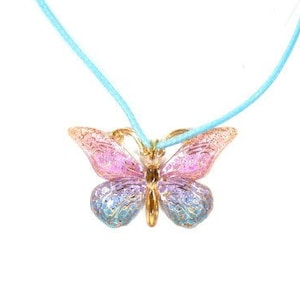 Blau Rosa Schmetterling Halskette Resin Schmetterling Feen Halskette Schmetterling Schmuck Handgemachte Schmetterling Halskette Faery Schmuck Märchen Magisch