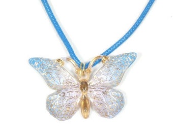 Blue Butterfly Necklace Resin Butterfly Fairy Necklace Butterfly Jewelry Handmade Butterfly Necklace Faery Jewelry Fairytale Magical