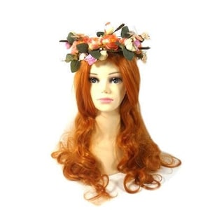 Orange Green Elven Tiara Fairy Flower Crown Woodland Fairy Crown Fairy Queen Elf Tiara Elvish Tiara Woodland Diadem Wedding Tiara Fae Faery