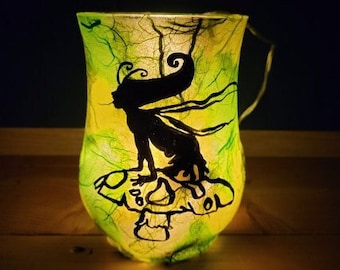 Fairy Night Light Fairy Silhouette Candle Holder Fairy Light Hand Made Fairy Glass Green Fairy Glass Fairy Tea Light Holder Nr 3