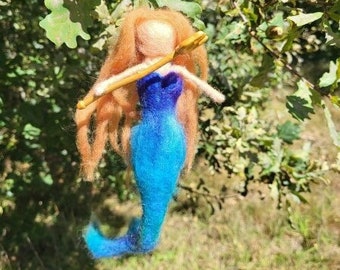 Blue Green Needle Felted Mermaid Wool Mermaid Waldorf inspired Wool Doll Gift Felted Mermaid Felt Mermaid Christmas Decor Mermaid
