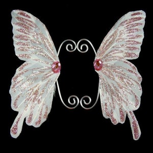 Boucles d&#39;oreilles de fée argentées roses, cache-oreilles de fée, ailes de papillon, ailes de déguisement, boucles d&#39;oreilles cosplay, boucles d&#39;oreilles or orange