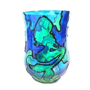 1 Green Stained Glass Mermaid Blue Green Mermaid Candle Holder Mermaid Nightlight Night Light Hand Painted Mermaid Glass Candle Light image 1