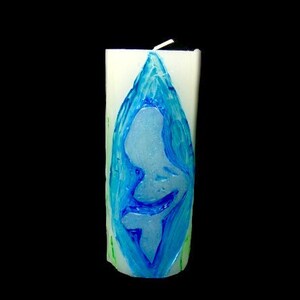 Hand Carved Mermaid Candle Mermaid Silhouette Candle Mermaid Light Hand Made Mermaid Blue Green Mermaid