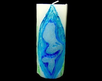 Handgesneden zeemeermin kaars zeemeermin silhouet kaars zeemeermin licht handgemaakte zeemeermin blauw groene zeemeermin