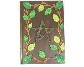 Pentagram Witch Wicca Journal Brown Green Notebook Diary Fairies Magical Book Fairy Diary Handmade Fairy Notebook Fairy Sketch Book