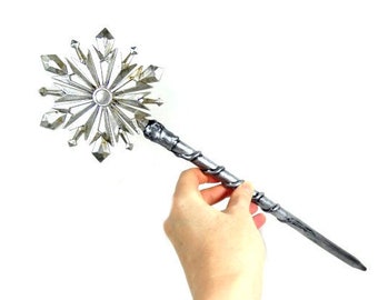 16.5 Inch Snowflake Fairy Godmother Wand Silver Snowflake Magic Wand Wizard Wand Witch Fairy Wicca Wand Scepter Godmother Gift Nr 2