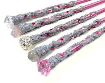 Pink Magic Wands Wizard Wand Fairy Wand Witches Wand Steampunk Wand Cosplay Party Wand Pink Glitter Wand