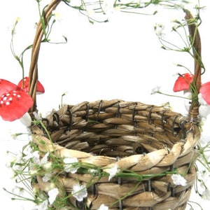 1 Mushroom Flower Basket Foraging Basket Flower Girl Basket Wedding Basket Woodland Basket image 7