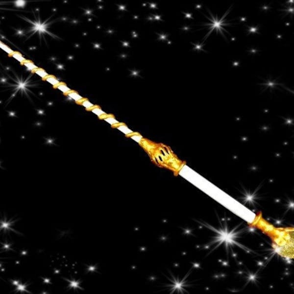 18 Inch Fairy Godmother Wand White Gold Magic Wand Wizard Wand Witch Wand Fairy Wand Wicca Wand Scepter Godmother Gift