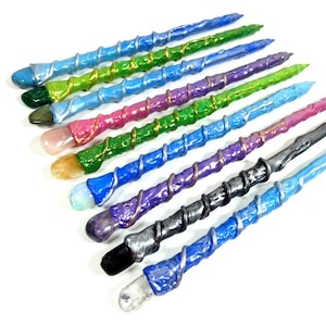1 Crystal Pen Wand Amethyst Malachite Crystal Quarts Citrine Magic Wand Warlock Wand Gemstone Magic Wand Fairy Wand Wicca Wand Wizard Wand