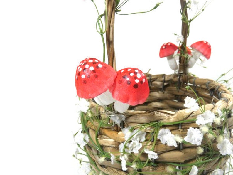 1 Mushroom Flower Basket Foraging Basket Flower Girl Basket Wedding Basket Woodland Basket image 8