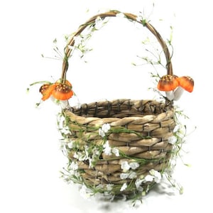 1 Mushroom Flower Basket Foraging Basket Flower Girl Basket Wedding Basket Woodland Basket image 4