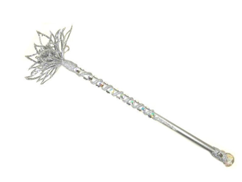 18 Inch Silver Flower Fairy Wand Fairy Godmother Wand Flower Scepter Magic Wand Wizard Wand Fairy Wand Witch Wand Party Wand Godmother Gift image 1