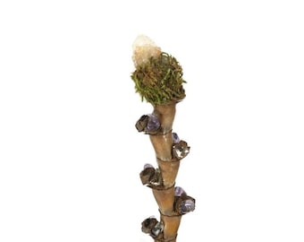 Spirit Quartz Amethyst And Crystal Magic Wand 16 Inches Natural Magic Wand Fairy Wand Wizard Wand Witches Wand Magick Wand Gemstone Wand