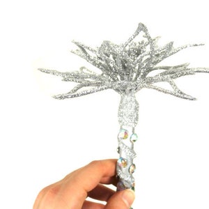 18 Inch Silver Flower Fairy Wand Fairy Godmother Wand Flower Scepter Magic Wand Wizard Wand Fairy Wand Witch Wand Party Wand Godmother Gift image 8