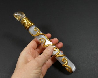 Citrine Selenite Wand Magic Wand Fairy Wand Magical Wizard Wand Witches Wand Magick Wand Gemstone Wand Ritual Altar Tool
