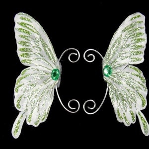 Green Silver Fairy Ear Cuffs Earwings Ear Wings Ear cuffs Ear Wrap Fairy Wings Butterfly Wings Costume Wings Green Fairy Ears