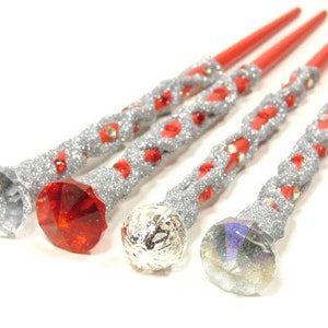 Red Silver Magic Wand Fairy Princess Wizard Wand Fairy Wand Witches Wand Steampunk Wand Cosplay Party Wand