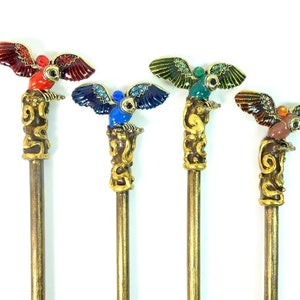 Owl Magic Wand Gemstone Wand Wizard Wand Fairy Wand Witches Wand Steampunk Wand Cosplay Party Wand Brown Magic Wand