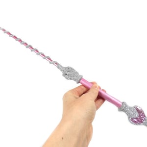 18.5 Inch Fairy Godmother Wand Pink Glitter Silver Magic Wand Wizard Wand Witch Wand Fairy Wand Wicca Wand Scepter Godmother Gift