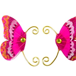 Manchettes d&#39;oreille de fée or rose vif contours d&#39;oreilles contours d&#39;oreilles ailes de fée ailes de papillon Costume d&#39;ailes de cosplay