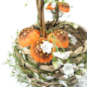 1 Mushroom Flower Basket Foraging Basket Flower Girl Basket Wedding Basket Woodland Basket image 6