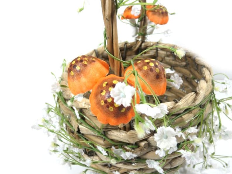 1 Mushroom Flower Basket Foraging Basket Flower Girl Basket Wedding Basket Woodland Basket image 6