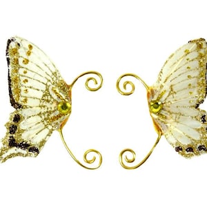 Gold Brown Beige Fairy Earwings Ear Wings Butterfly Wings Costume Fairy Wings Cosplay Earwings Fairy Ears Earcuffs