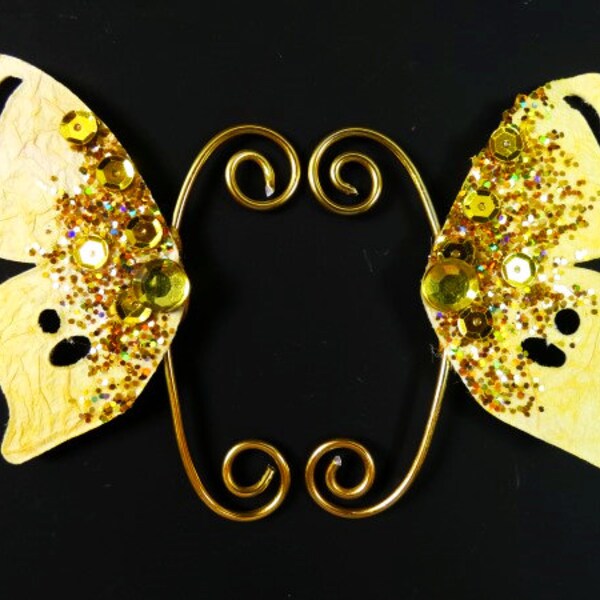 Gold Fee Ohrringe Ohrringe Ohrflügel Ohrschellen Feenflügel Schmetterling Flügel Kostüm Flügel Silber Glitzer Ohrringe Cosplay Ohrringe Nr 6