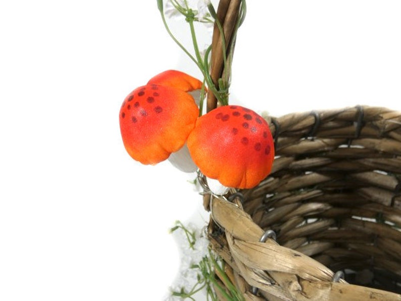 1 Mushroom Flower Basket Foraging Basket Flower Girl Basket Wedding Basket Woodland Basket image 10