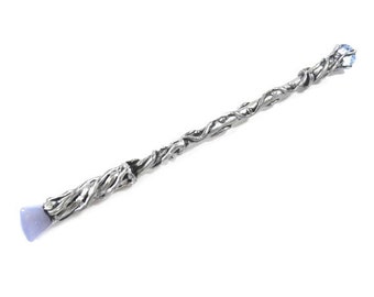Chalcedony Magic Wand Black Silver Magic Wand Warlock Wand Gemstone Magic Wand Fairy Wand Wicca Wand Wizard Wand Crystal Wand
