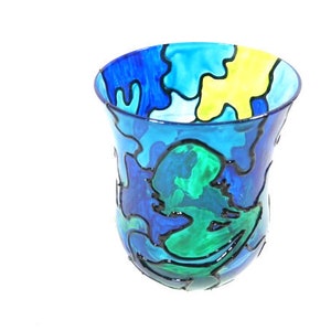 1 Green Stained Glass Mermaid Blue Green Mermaid Candle Holder Mermaid Nightlight Night Light Hand Painted Mermaid Glass Candle Light image 4