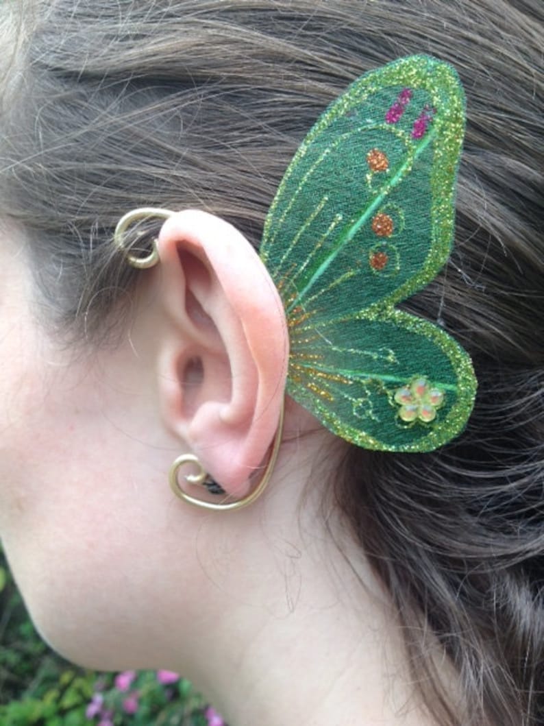 Green Fairy Ear Cuffs Earwings Ear Wing Ear Wings Earwings Etsy