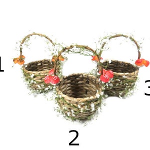 1 Mushroom Flower Basket Foraging Basket Flower Girl Basket Wedding Basket Woodland Basket image 2