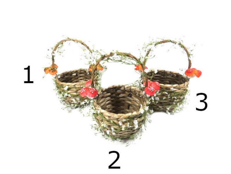 1 Mushroom Flower Basket Foraging Basket Flower Girl Basket Wedding Basket Woodland Basket image 2