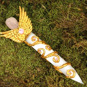 Rose quartz Selenite Angel Wand Magic Wand Fairy Wand Magical Wizard Wand Witches Wand Magick Wand Gemstone Wand