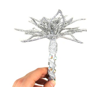 18 Inch Silver Flower Fairy Wand Fairy Godmother Wand Flower Scepter Magic Wand Wizard Wand Fairy Wand Witch Wand Party Wand Godmother Gift image 3