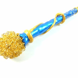 Gold Blue Thunderbolt Magic Wand Thunder Bolt Magic Wand Warlock Wand Fairy Wand Wicca Wand Wizard Wand