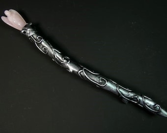 Pink Wicca Magic Wand 12.2 Inches Rose Quartz Angel Wizard Wand Fairy Wand Witch Costume Wand Witch Wand Godmother Gift