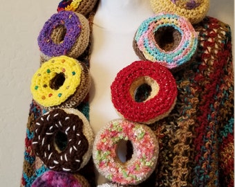 One Dozen Donuts scarf Hand crocheted