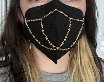 gold elven tiered mask chain