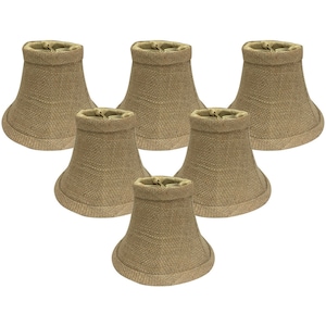 Royal Designs, Inc. Burlap True Bell Chandelier Lamp Shade, 3&quot; x 6&quot; x 4.5&quot;, Clip On