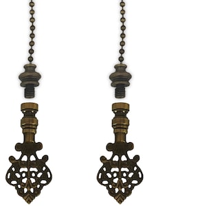 Royal Designs, Inc. Fan Pull Chain with Vintage Key Design Finial, Antique Brass
