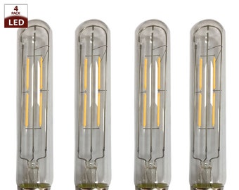 Royal Designs, Inc. Vintage Decorative Clear Indoor or Outdoor Tall Tubular Edison E26 Medium Base Dimmable LED Light Bulbs, 4 Pack
