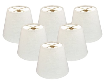 Royal Designs, Inc. Clip On Chandelier Lamp Shade, Textured Linen White Fabric